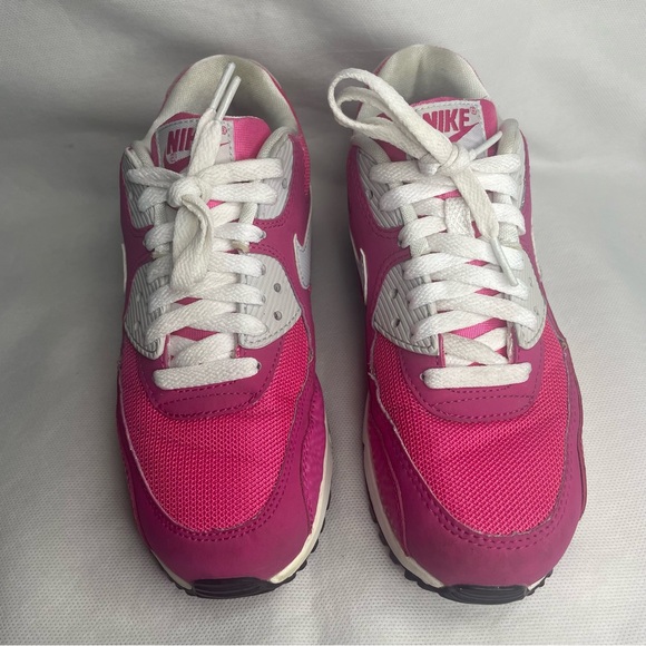 Nike Air Max 90 ‘13 GS Sneakers Youth US 5Y Textured Leather Elephant Pink White - Picture 2 of 16